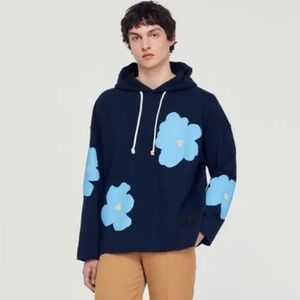 SANDRO Floral Pattern Hoodie Sweatshirt